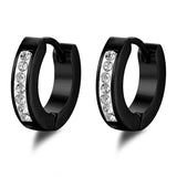 New Trendy Round Hoop Earrings Simple Zircon Stainless