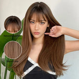 ALAN EATON Chestnut Brown Wavy Synthetic Wigs with