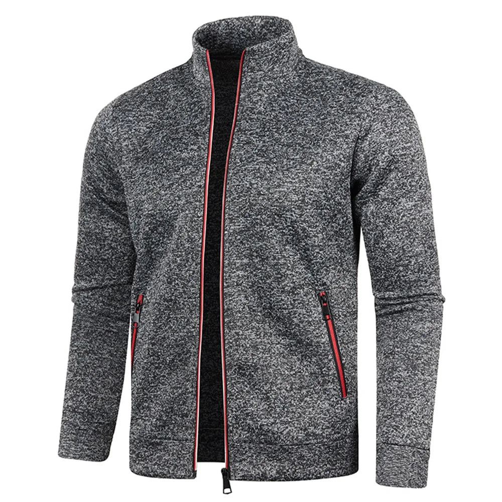 New Men's Thicken Jacket Casual Zipper Stand Collar