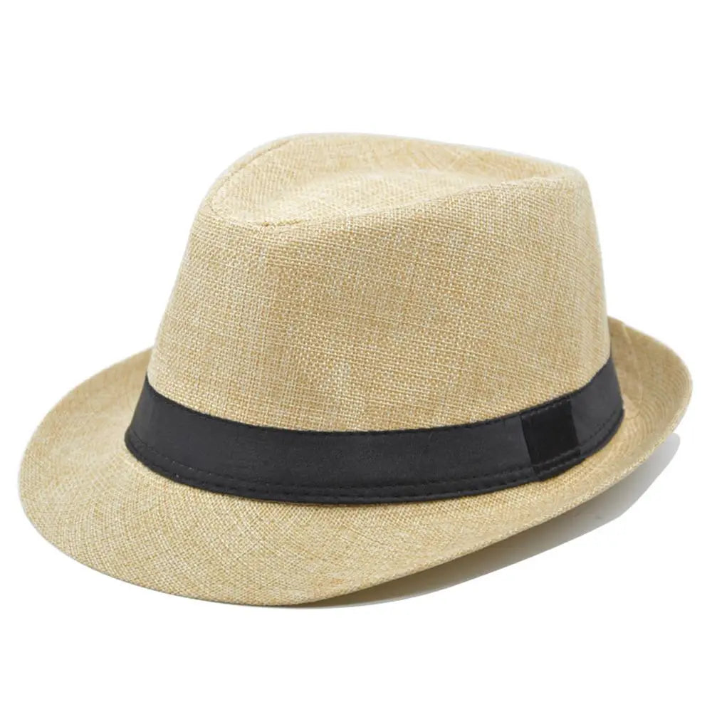 Men Women Straw Fedora Hat Trilby Cuban Sun