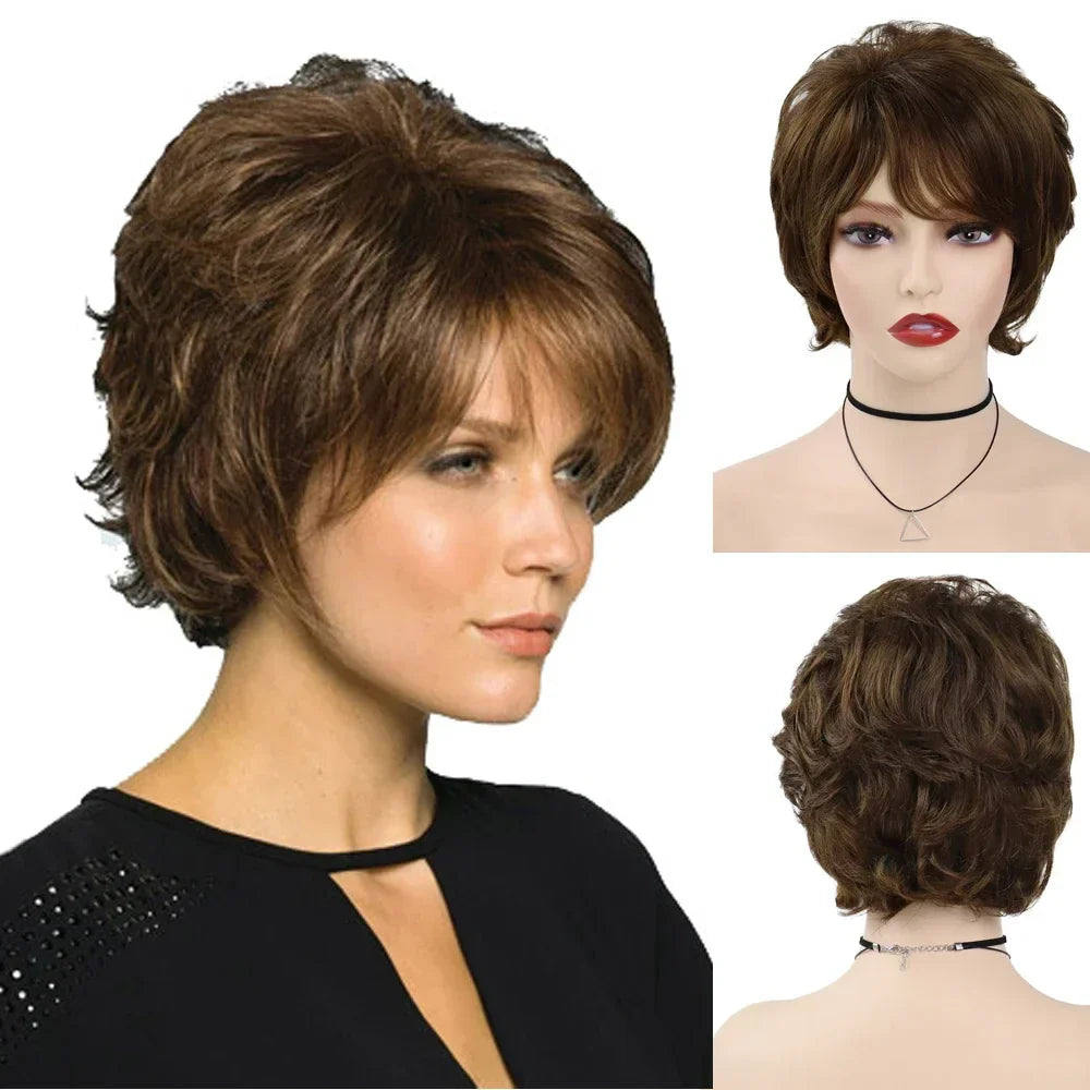 GNIMEGIL Synthetic Short Pixie Cut Wig Women Natural