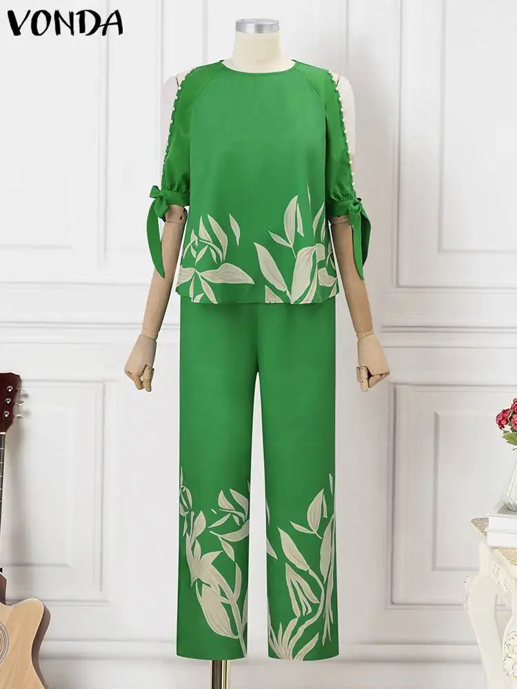 Plus Size 5XL VONDA Elegant Women Pant Sets