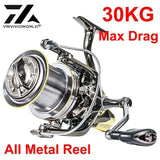 VWVIVIDWORLD,All Metal,Fishing Reel,30KG Powerful Drag,Spinning Reel,Aluminum Spool,10+1 Ball