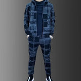 Autumn Winter New Mens Zipper Hoodie Tracksuit Set