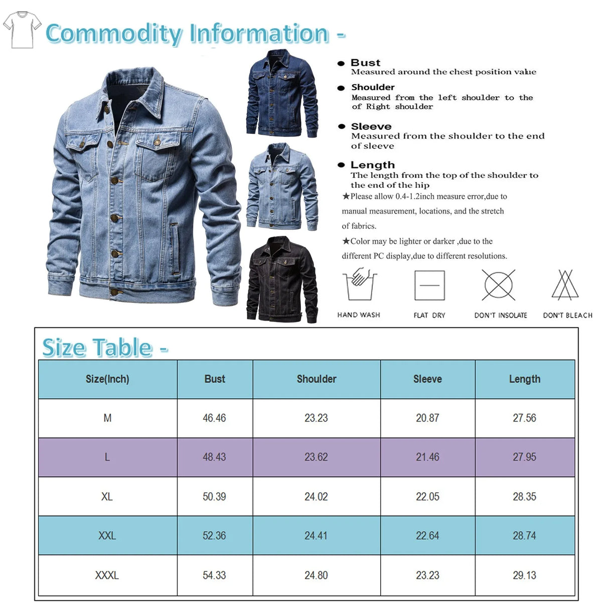 Men'S Workwear Long-Sleeved Lapel Denim Jacket Fashionable Loose