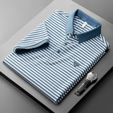 High-end Light Luxury Mercerized Short Sleeve Cotton Striped