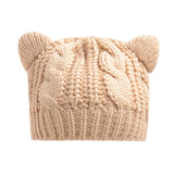 Solid Color Warm Cat Ear Knitted Hats Crochet