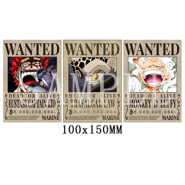 Anime ONE PIECE Luffy Wanted warrant 3D Stickers