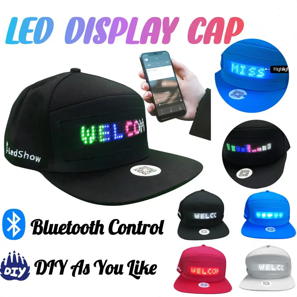 Unisex Baseball Cap USB Rechargeable Bluetooth APP Programmable