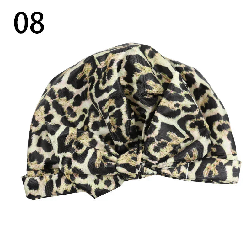 Waterproof Cap Elastic Bow Nightcap For Women Satin