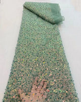 Heavy silver Sequins Lace Fabric With Bead Sequins