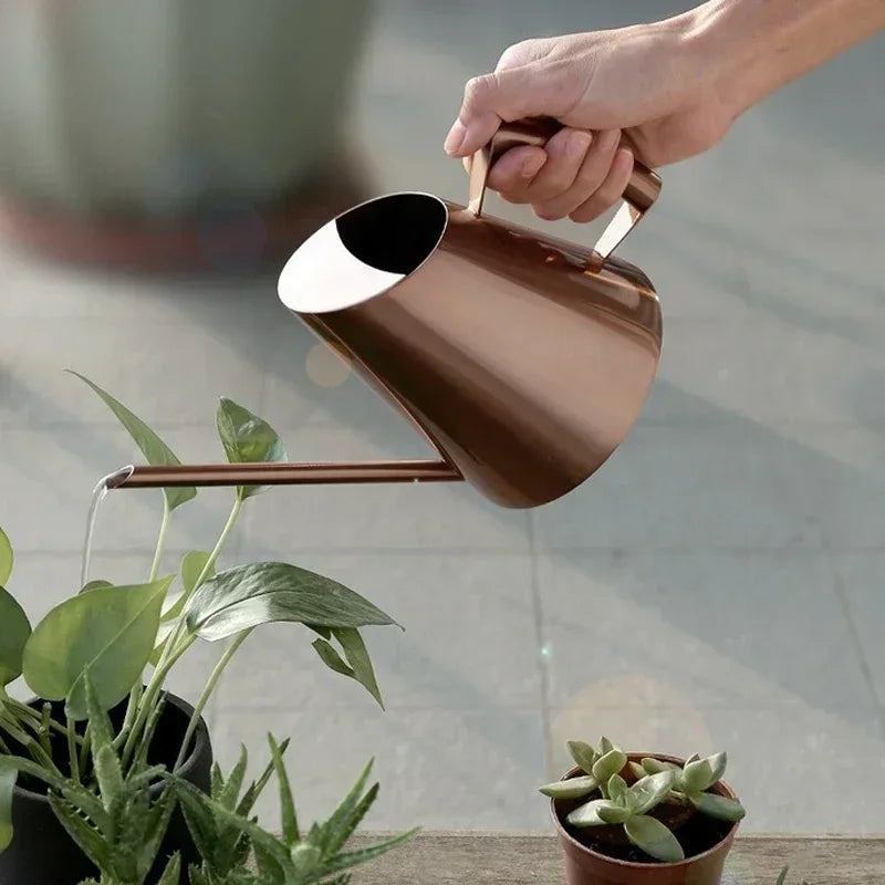 Stainless Steel Long Spout Watering Cans Golden Bronze