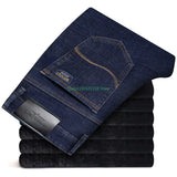 Winter Men's Jeans High Quality Thickened Warm Black