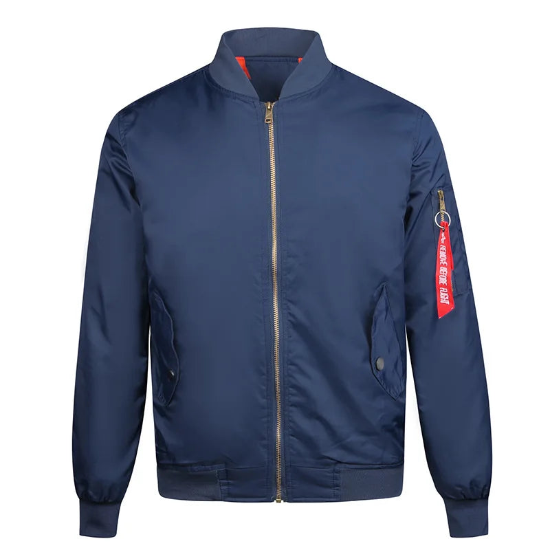 New Men's Winter Jacket Men Solid Color Bomber
