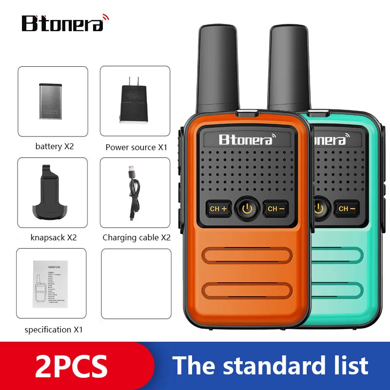 Btoera 2 Pcs Mini Walkie Talkie PMR 446
