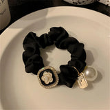 Luxury Rhinestone Pearl Hair Ties Ropes Women Girls