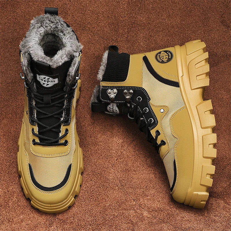 Ankle Boots Men's Winter Biker Motorcycle High Top