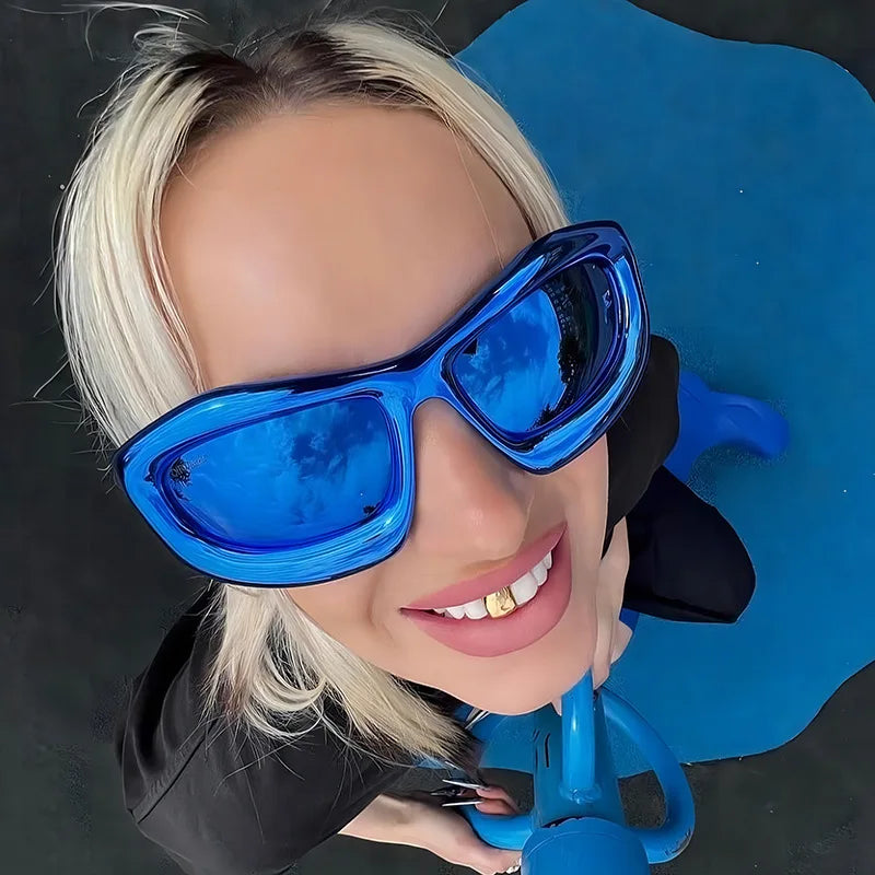 Fashion Y2K Cyberpunk Sunglasses Women Men UV400 Red