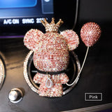 Cartoon Diamond Crystal Bow Bear Car Pendant Mirror