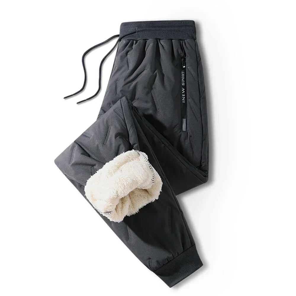 Down Pants Winter Lambswool Sweatpants Velvet Thicken Fleece
