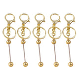 15Pcs Metal Beaded Keyring Beadable Bar Keychain Lobster