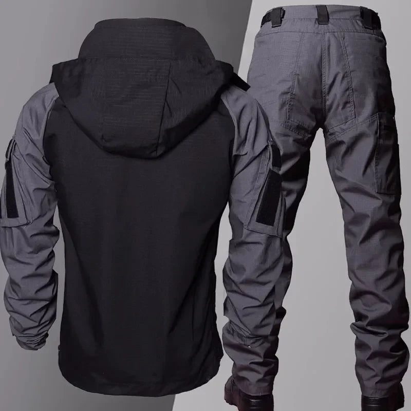 Men's Tactical Hooded Sets Outdoor Multiple Pockets Wear-resistant