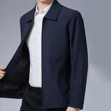 Two Side Zipper Pockets Men Jacket Elegant Mid-aged