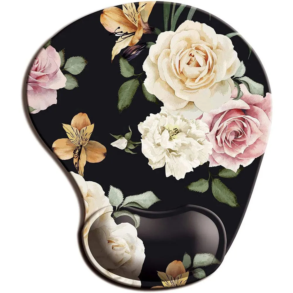 Flowers Ergonomic Mouse Pad With Wrist Support, Cute