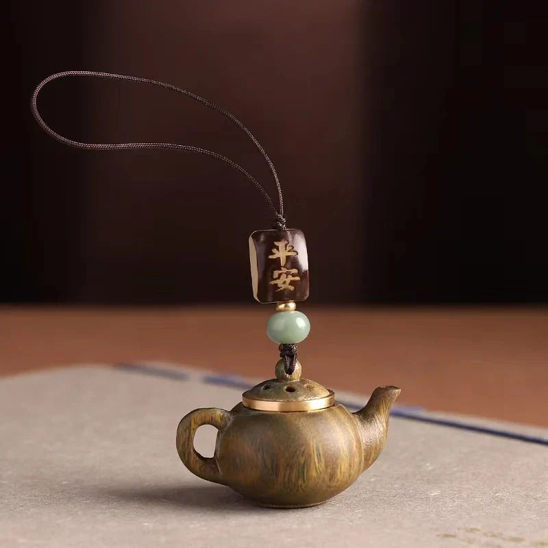 Original Green Sandalwood Openwork Carved Chinese Style Teapot