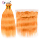 Elfriede #Orange Straight Colored Hair Bundles with Frontal
