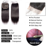 Straight 4x4 5x5 6x6 Lace Closure Human Hair