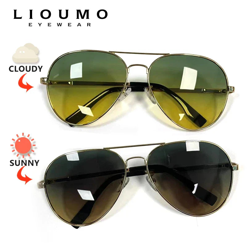 Fashion Pilot Sunglasses For Men Polarized Photochromic Day