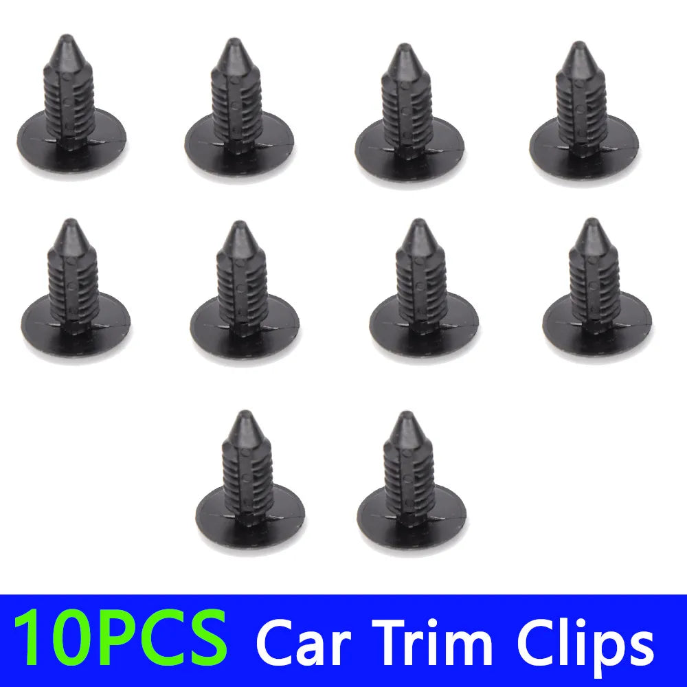 10Pcs/Set Black Plastic Rivets Clips 7.8mm Hole Car