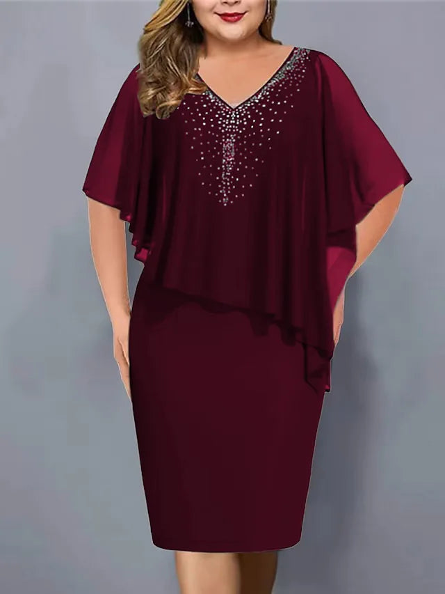Plus Size Summer Fashion Chiffon Hot Diamond Dress
