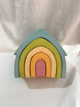 Montessori Wooden Toys Elemental Rainbow Stacking Blocks /Unpaint