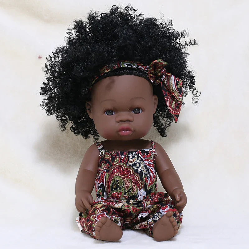35cm Newborn Reborn African Doll Baby Simulation Soft