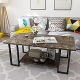 Marble Coffee Table, Faux Marble Top Rectangular Coffee