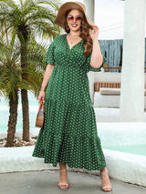 GIBSIE Plus Size Polka Dot V-Neck Butterfly Sleeve