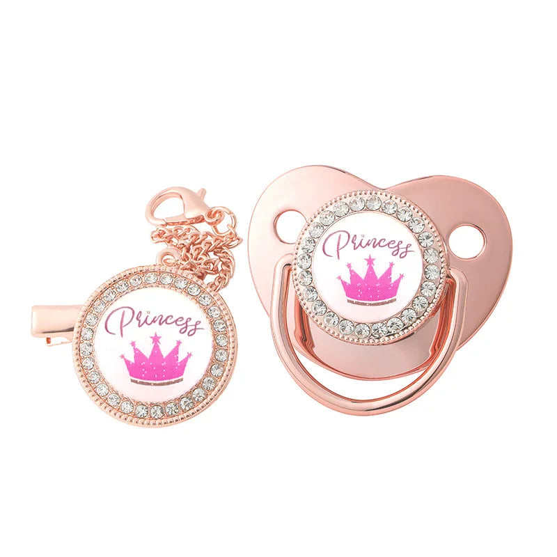 Luxury Baby Pacifier Clips Crown Princess Prince Pacifiers