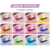 QIBEST 12 Colors Glitter Liquid Eyeshadow Waterproof Metallic