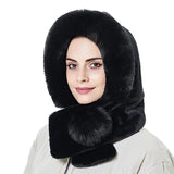 Women Winter Warm Fur Hat Scarf Plush Earflaps