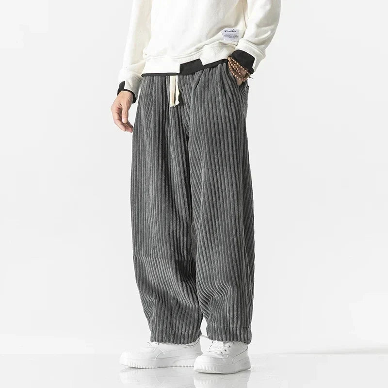 Winter New Japanese Men's Waistband Corduroy Harem Pants