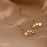 INS Star Long Tassel Ear Wire Trendy Silver