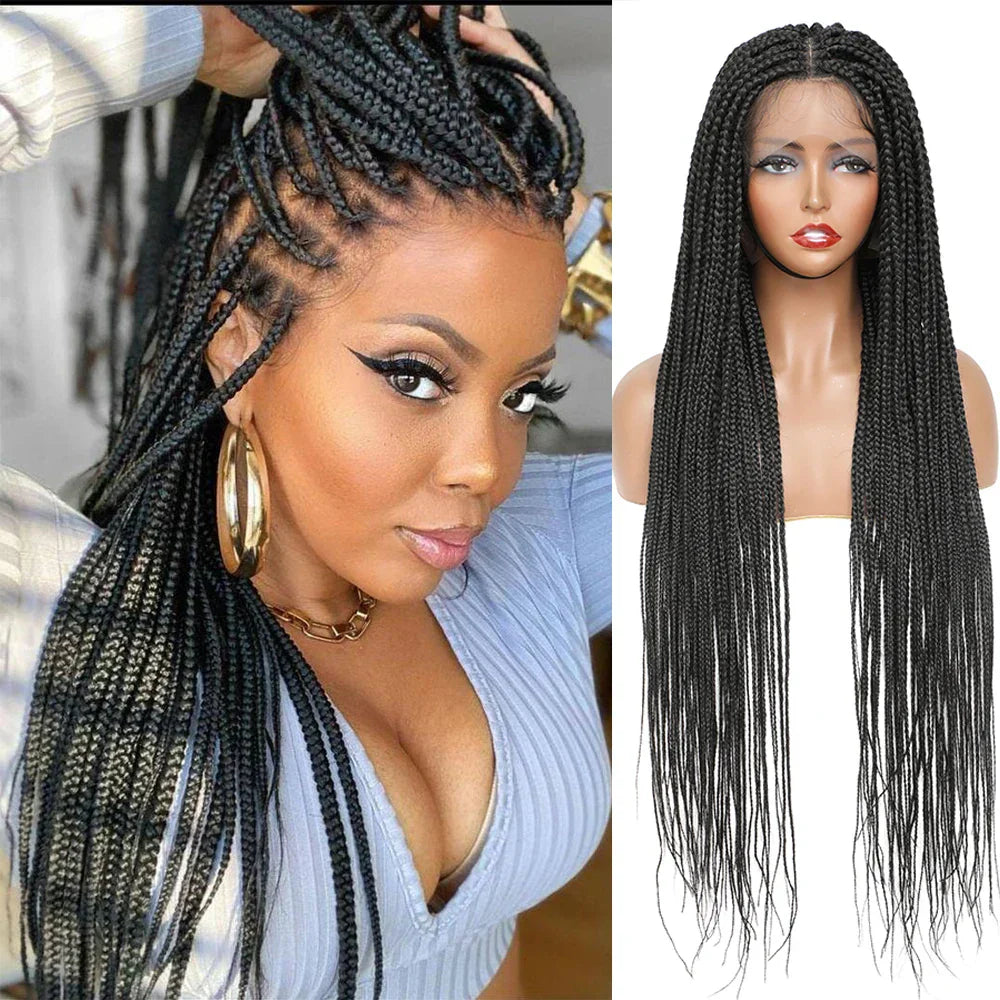 32" Full Lace Front Box Braided Synthetic Wigs