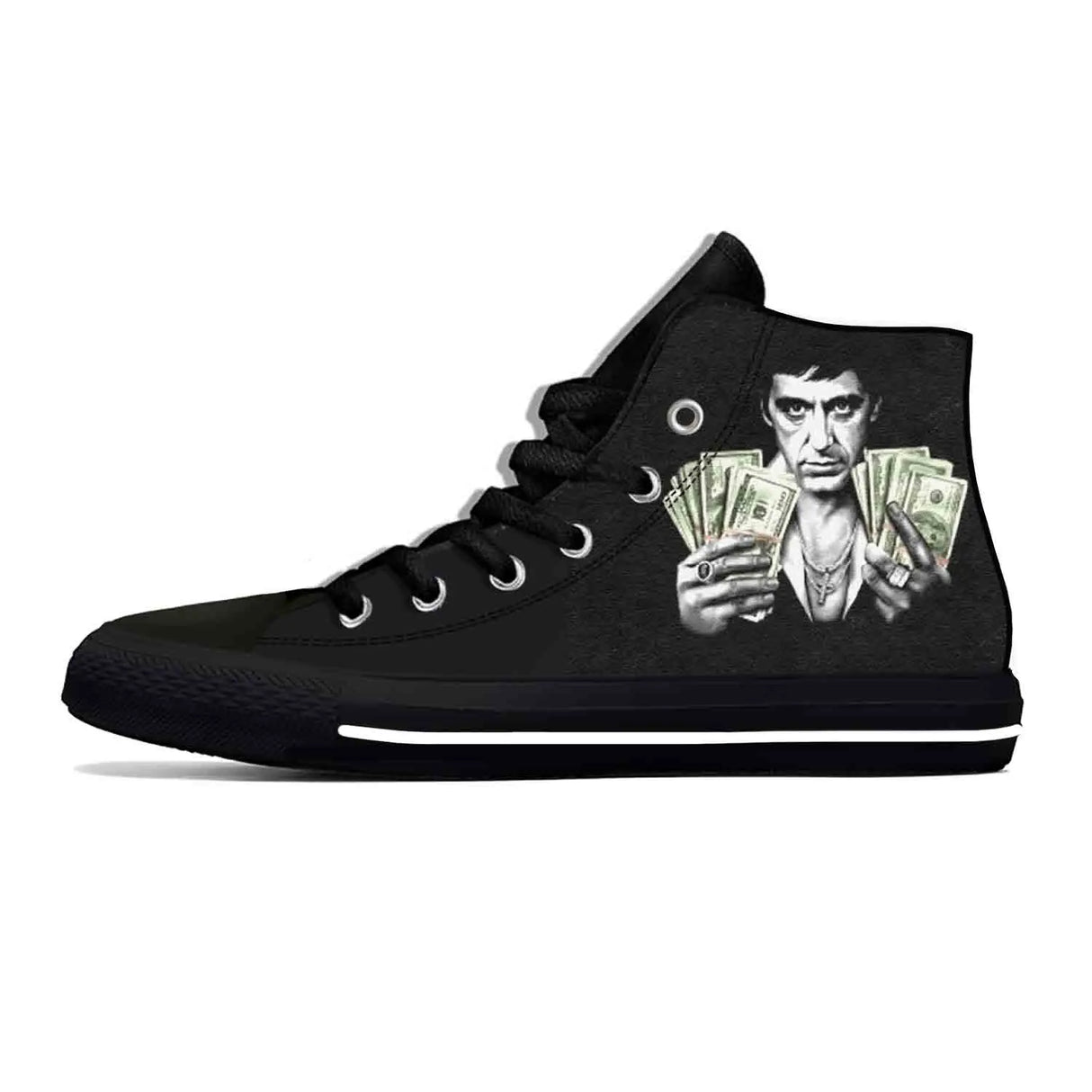 Hot Scarface Tony Montana Movie Anime Cartoon Casual Shoes High Top Lightweight Summer Board Shoes Breathable Men Women Sneakers