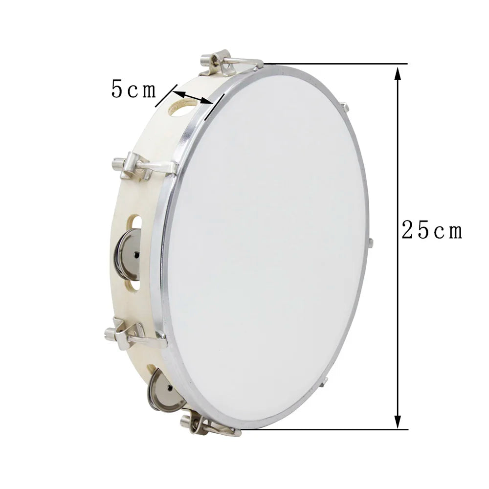 10 Inches Tambourine Adjustable Solid Wooden Panel Hand