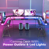 L Shaped Desk Gaming Desk with LED Lights