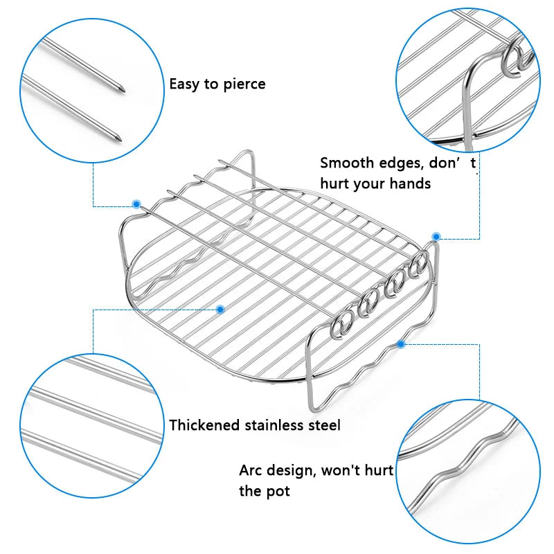 Air Fryer Steaming Rack Stainless Steel Skewers Rack