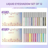 QIBEST 12 Colors Glitter Liquid Eyeshadow Waterproof Metallic