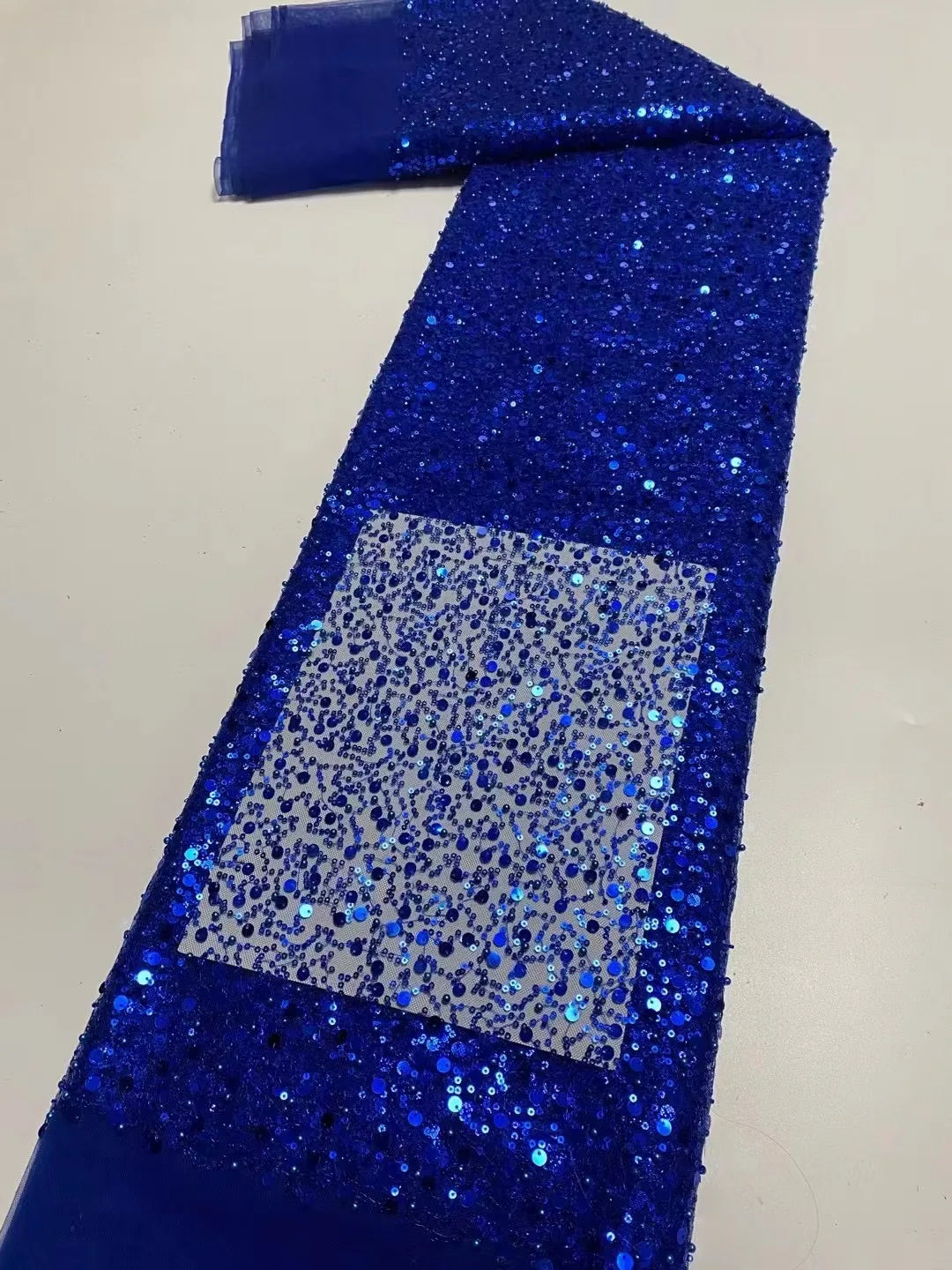 Heavy silver Sequins Lace Fabric With Bead Sequins